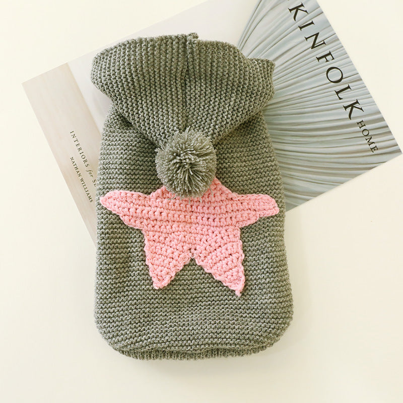 Star Print Wool Pet Sweater — Cozy Autumn & Winter Knitwear