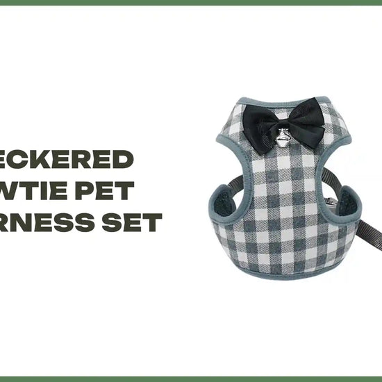 Checkered Bowtie Pet Harness Set by@Outfy
